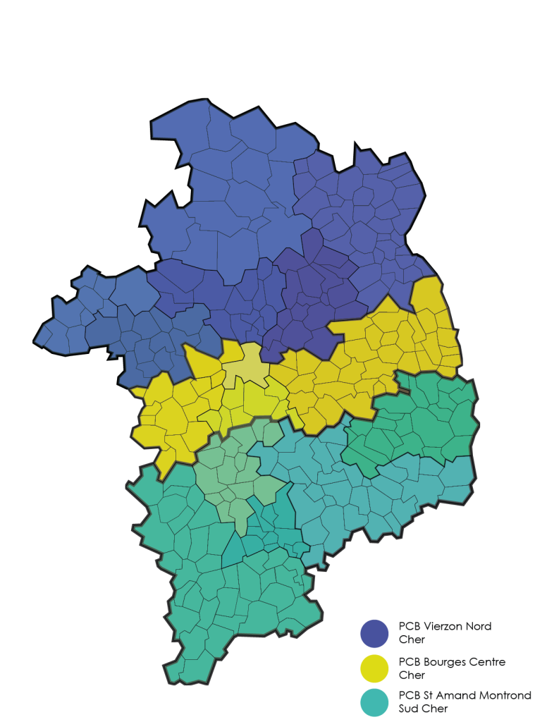 carte des points conseil budget du Cher. pour aider les personnes lorsque des difficultés d'argent se présentent.